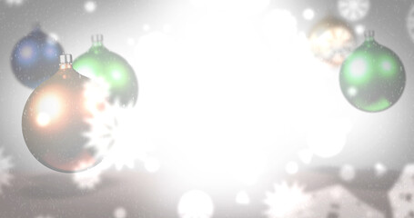 White Christmas Ornament background with Snow Falling
