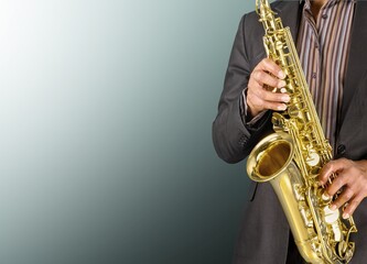 Fototapeta premium Musician playing jazz music instrument. Band instruments