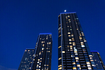 Fototapeta na wymiar Night view of high-rise condominiums in Tokyo, Japan_38