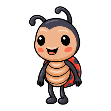 Cute little ladybug cartoon standing