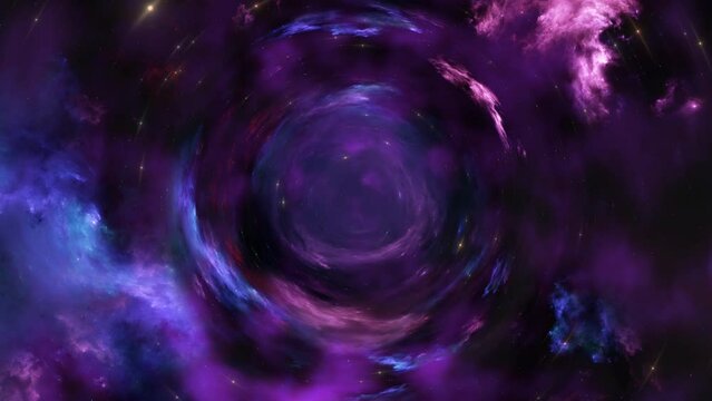 Rotating space time dream vortex in dark purple nebula clouds