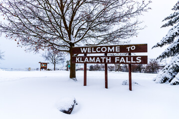 Klamath Falls Oregon winter snow scene