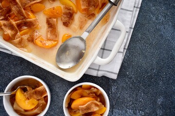 Peach cobbler, from above
