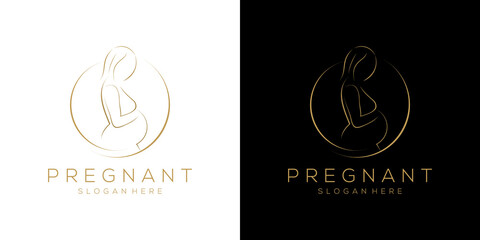 Pregnant mother logo design vector