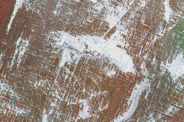 abstract colorful creative background - rough linen canvas unevenly covered with multi-colored primers, reflections of light. Toning, blur. Temporary object.