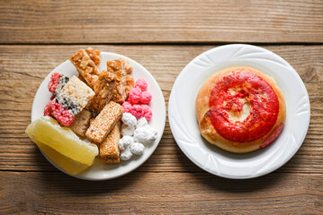 Chinese desserts, Snack mix nuts candies sweets sugar sliced nuts sesame seeds coated beans grains puffed rice candied winter melon, Thai and chinese pay respect to god in chinese new year festival