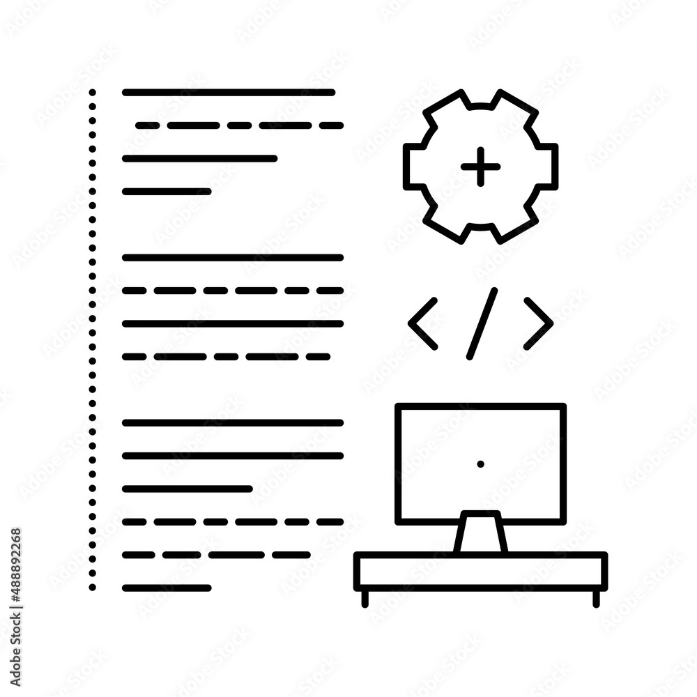 Poster software developing line icon vector illustration