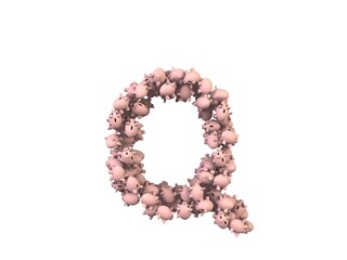 Piggy Bank Themed Font Letter Q