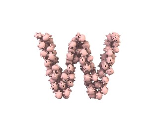 Piggy Bank Themed Font Letter W
