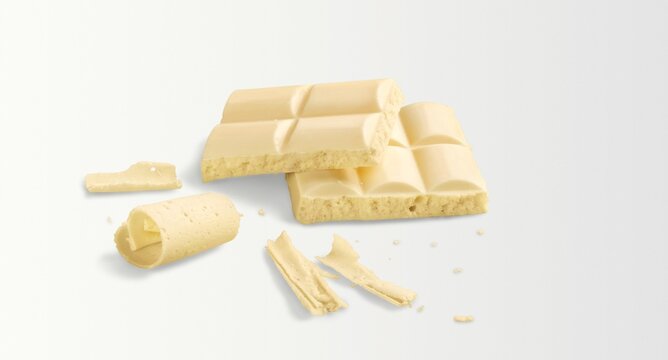 White chocolate squares set. Small pieces. Package design elements