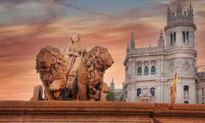 Statue of Cibeles in Madrid, Spain - Cibeles square.