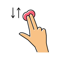 two fingers swiping on smartphone screen color icon vector illustration