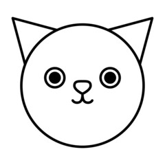 Cat muzzle in flat style. Silhouette illustration. Black abstract background design. Vector illustration. stock image.