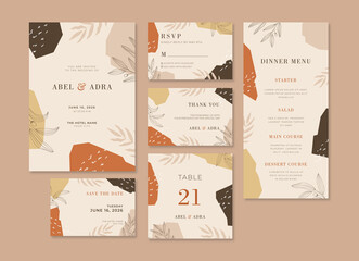Naklejka premium Beautiful wedding stationery template with boho style