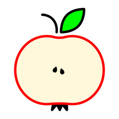 Illustration with yellow half an apple. Fresh healthy food. Sweet food. Vector illustration. stock image. 
