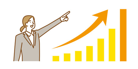 高い目標を掲げるスーツ姿の若い女性