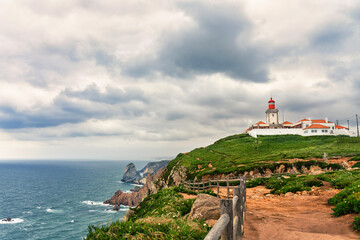 Fototapeta na wymiar Cabo da Roca lighthouse in Sintra, Portugal.