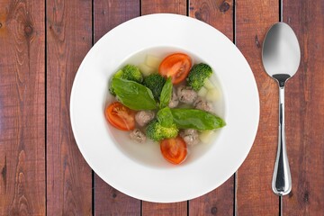 Bowl of homemade organic tasty soup