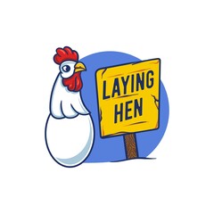 Illustration mascot laying hen logo white background