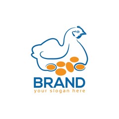 Hen laying eggs logo vector. Flat design. Vector Illustration on white background