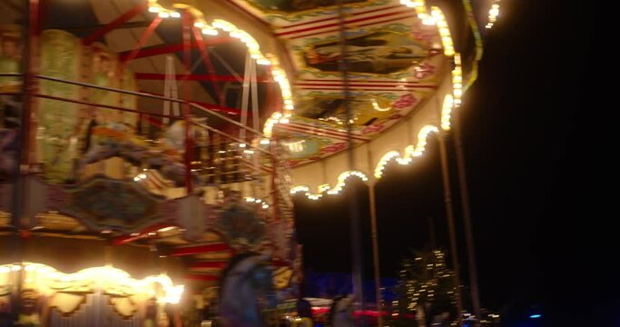 Traditional Carousel merry-go-round in a fairground.  
