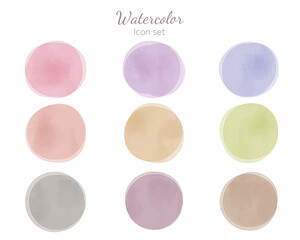 水彩テクスチャのアイコンセット