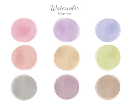 水彩テクスチャのアイコンセット