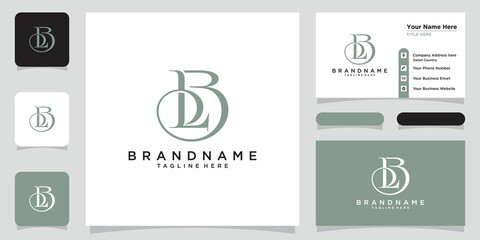 Alphabet letters monogram icon logo BL or LB with business card design