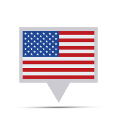 Map pin with flag of USA. Flat Style