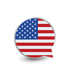 Speech bubble shape with USA flag