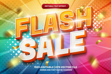 flash sale bold modern 3d editable text effect with colorfull halftone comic background