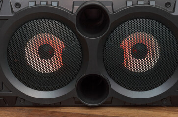 portable wireless audio speaker with two speakers