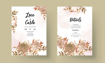 sweet brown floral invitation card set template