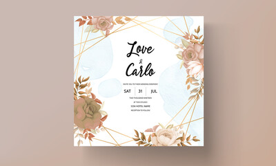 sweet brown floral invitation card set template
