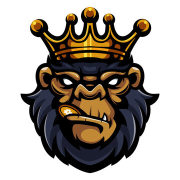 King gorilla head biting crypto coin