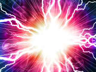 Electric flash of lightning on a blue background