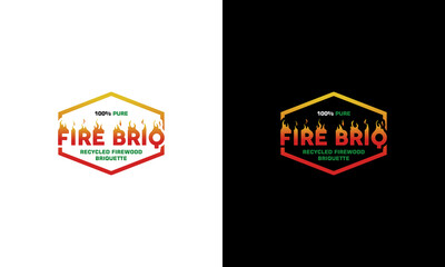 vector graphic illustration logo design for fire briquette, barbeque with emblem badge style