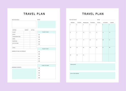 2 Set Of Travel Plan Planner.