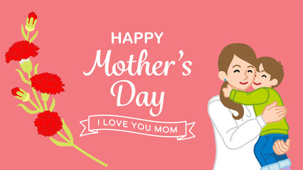Mother's day template design, Mother embracing a son