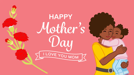 Mother's day template design, African mother embracing a daughter