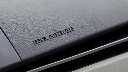 SRS airbag text on car dashboard - obrazy, fototapety, plakaty