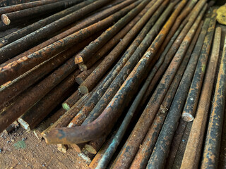 rusty used spare parts left under the table