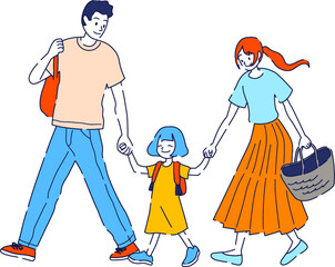 ピクニックに行く親子