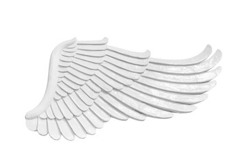 Wooden angel wings white decoration isolated on white background  with clipping path include for...