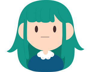 vector illustration, cute girl with green hair