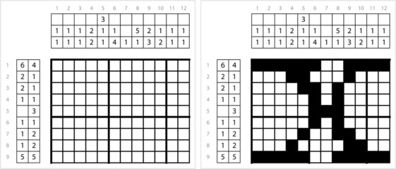 Fototapeta premium Alphabet x Lowercase Nonogram Pixel Art M_2112002