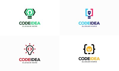 Set of Code Idea logo designs concept vector, Programmer logo symbol icon