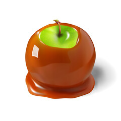Illustrated Caramel Apple. Realistic vector, 3d illustration