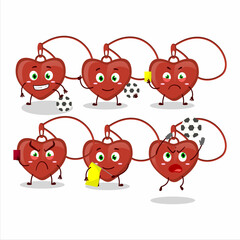 Red heart necklace cartoon character working as a Football referee