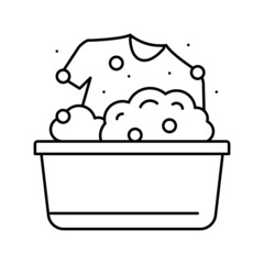 washing clothing in basin line icon vector illustration